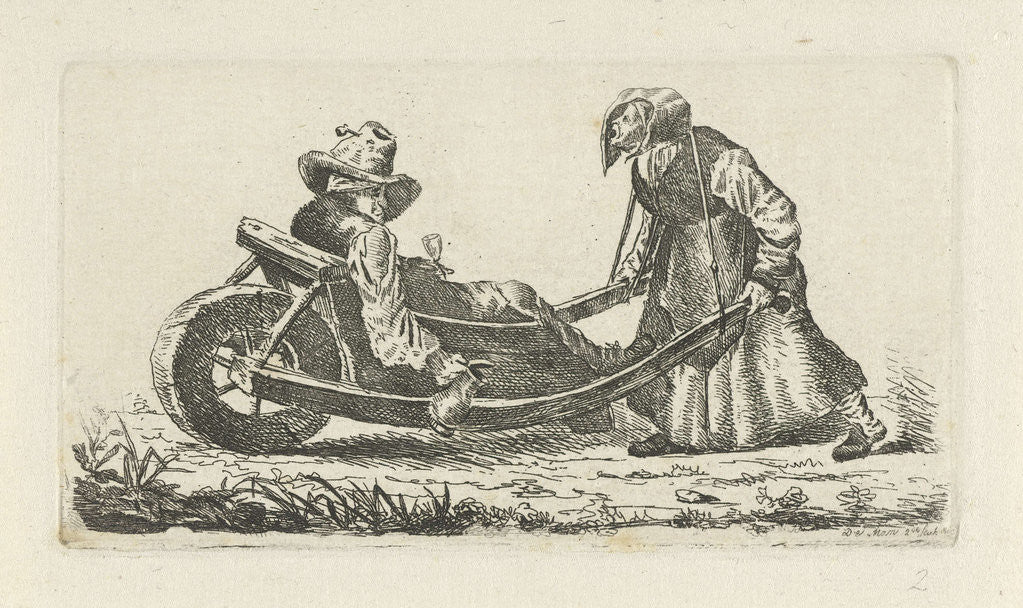 Detail of Drunkard in a wheelbarrow by Anthonie Willem Hendrik Nolthenius de Man