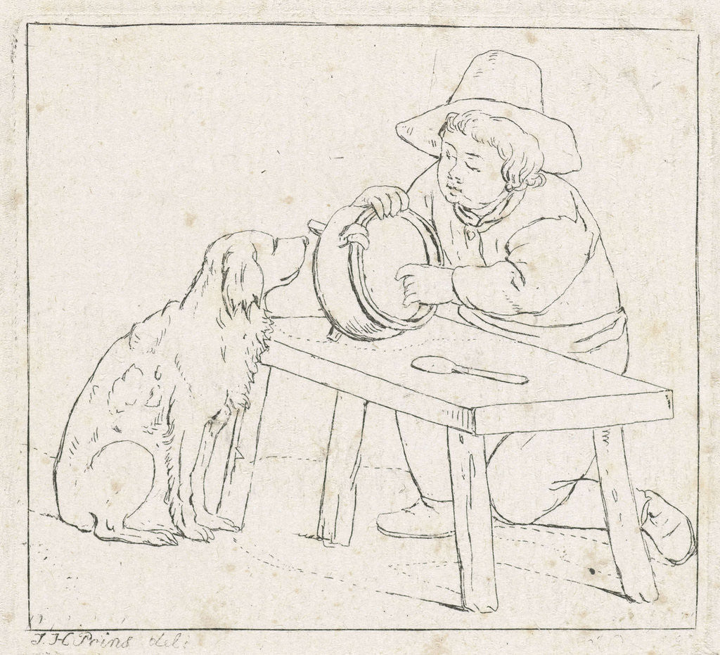 Detail of Boy with dog and an empty pot by Anthonie Willem Hendrik Nolthenius de Man