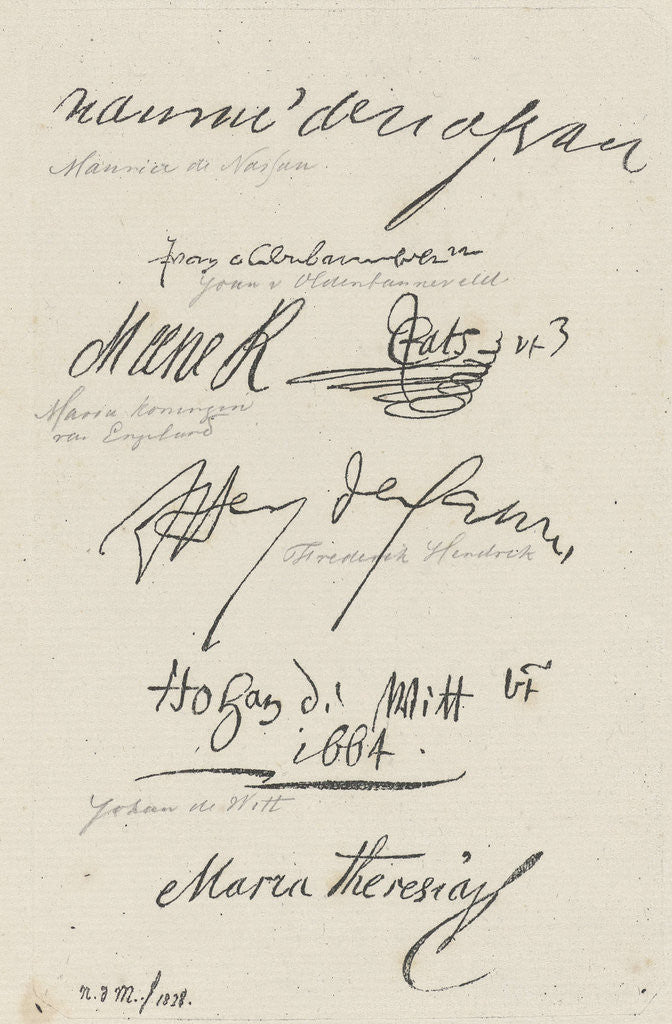 Detail of Several facsimiles of signatures by Anthonie Willem Hendrik Nolthenius de Man