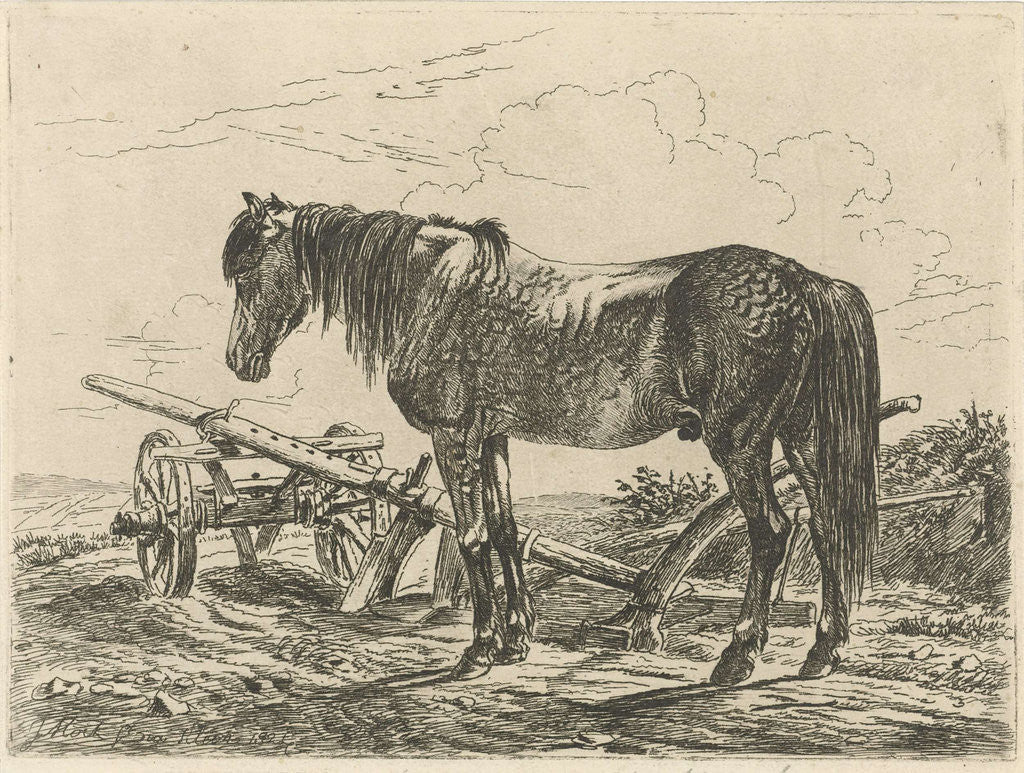 Detail of Horse near a plow by Klein