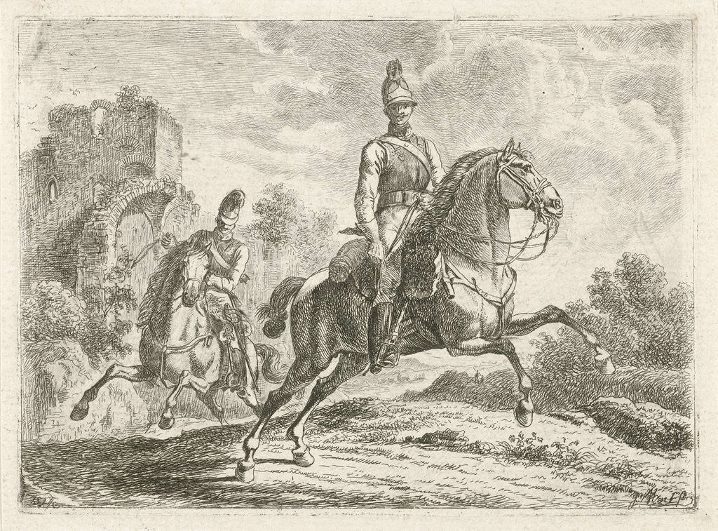 Detail of Two soldiers on horseback by Johannes Mock