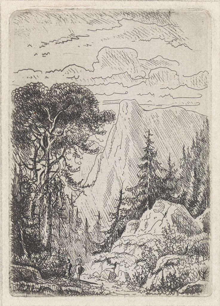 Detail of Mountain landscape by Eliza Agnetus Emilius Nijhoff