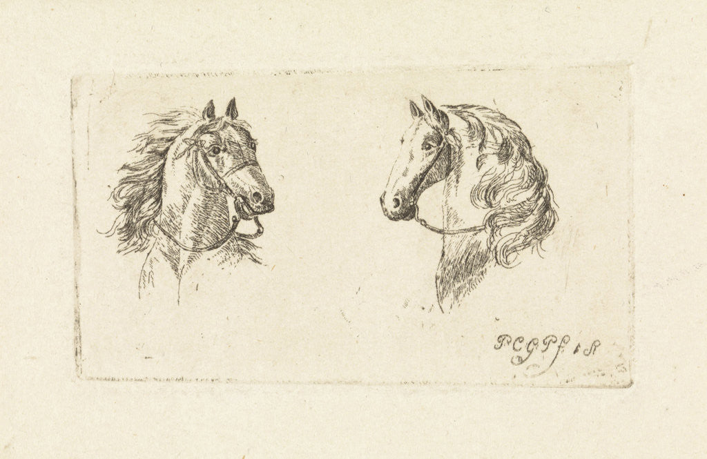 Detail of Two horse heads by Paulus Charles Gerard Poelman