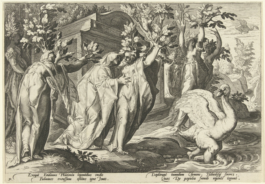 Detail of Phaëthons sisters turn into poplars and his friend into a swan by Franco Estius