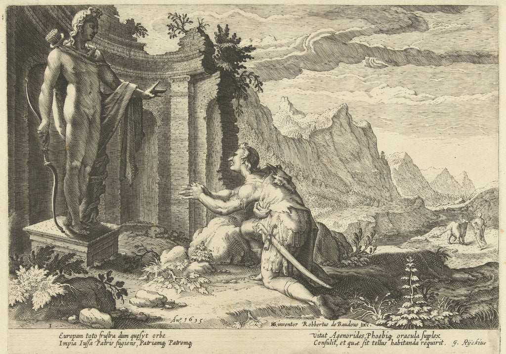 Detail of Cadmus asked the Delphic oracle what he has to do by Robert de Baudous
