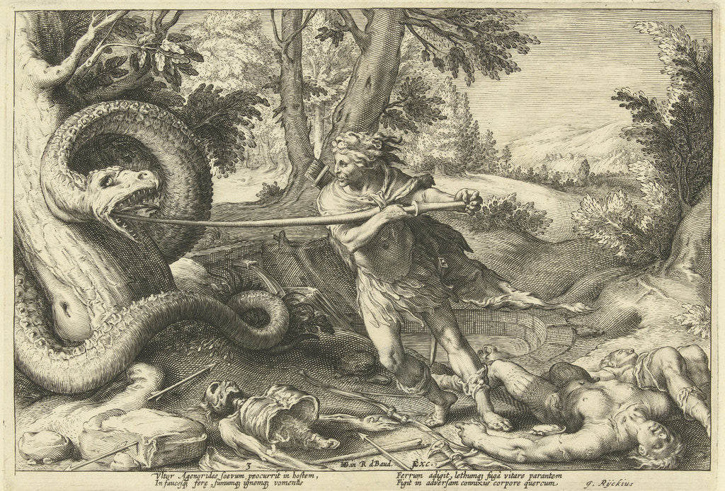 Detail of Cadmus kills the dragon by Robert de Baudous