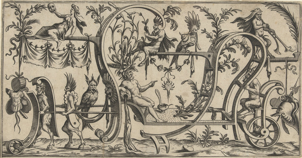 Detail of Chariot with stroomgod drawn by two satyrs by Cornelis Bos