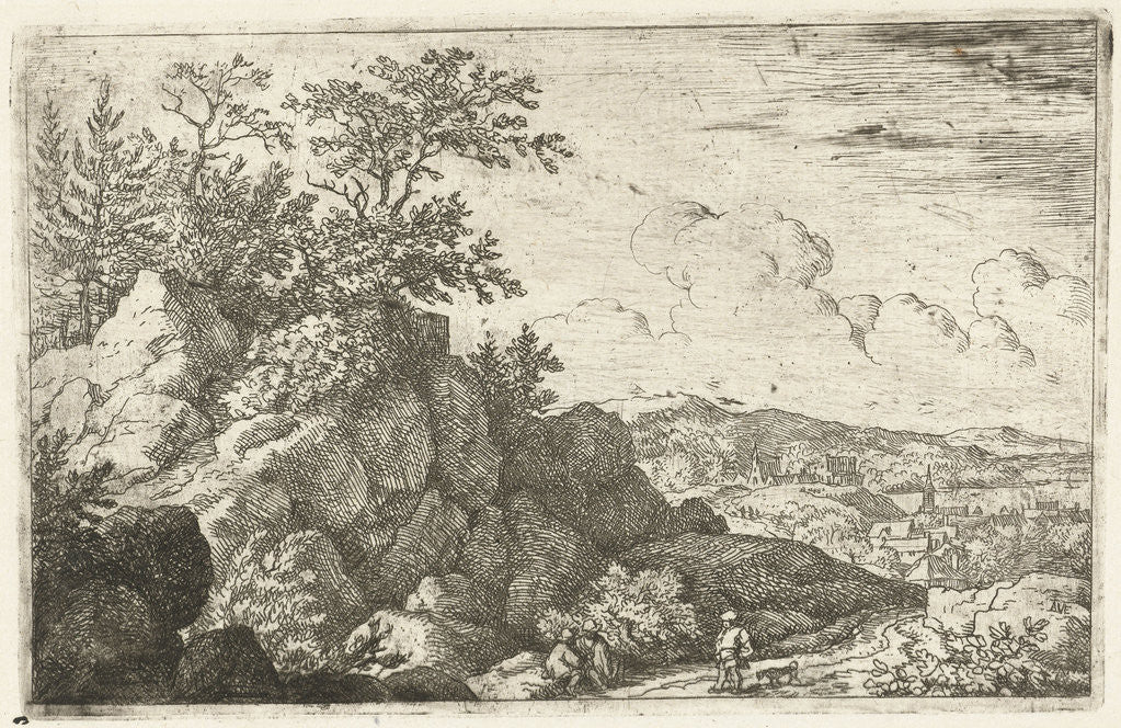 Detail of Mountain landscape with man and dog by Allaert van Everdingen