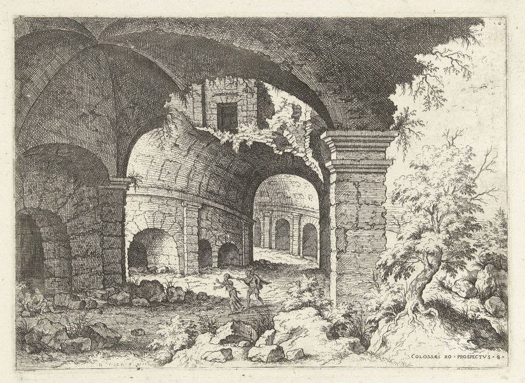 Detail of Eighth sight of the Colosseum in Rome, Italy by Hieronymus Cock
