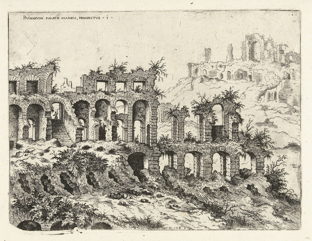 Detail of View of the Colosseum and the Palatine by Hieronymus Cock