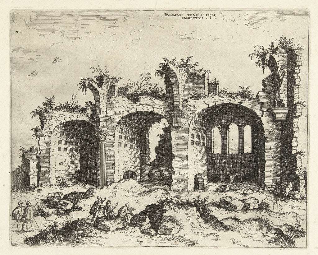 Detail of View of the ruins of the Basilica of Constantine by Hieronymus Cock