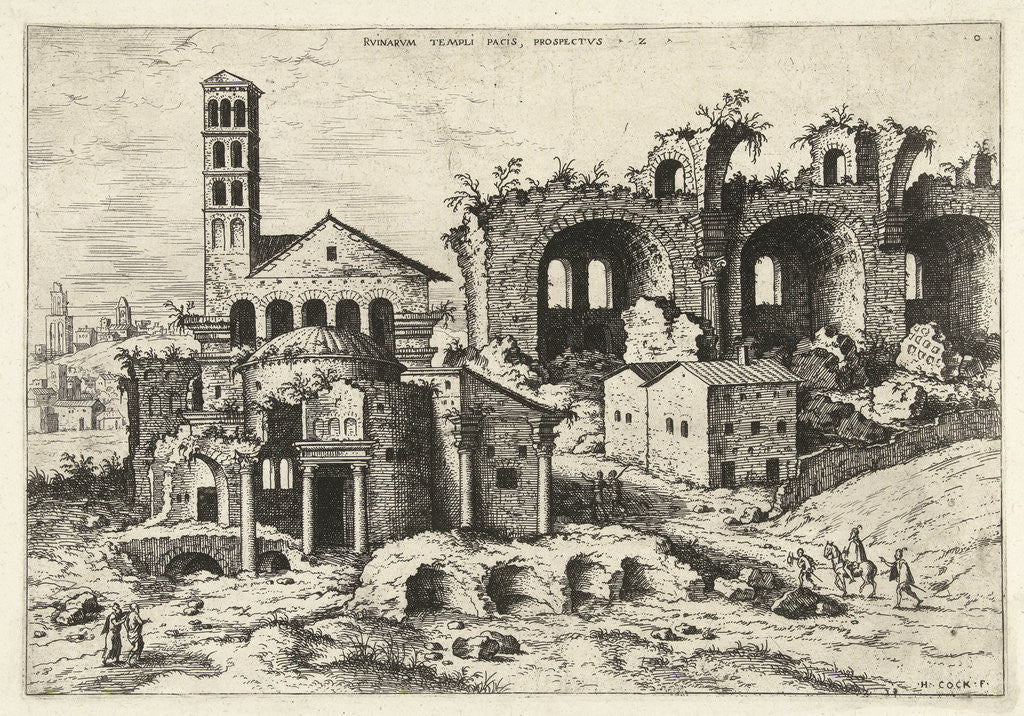 Detail of View of the Temple of Romulus and the Basilica of Constantine by Hieronymus Cock