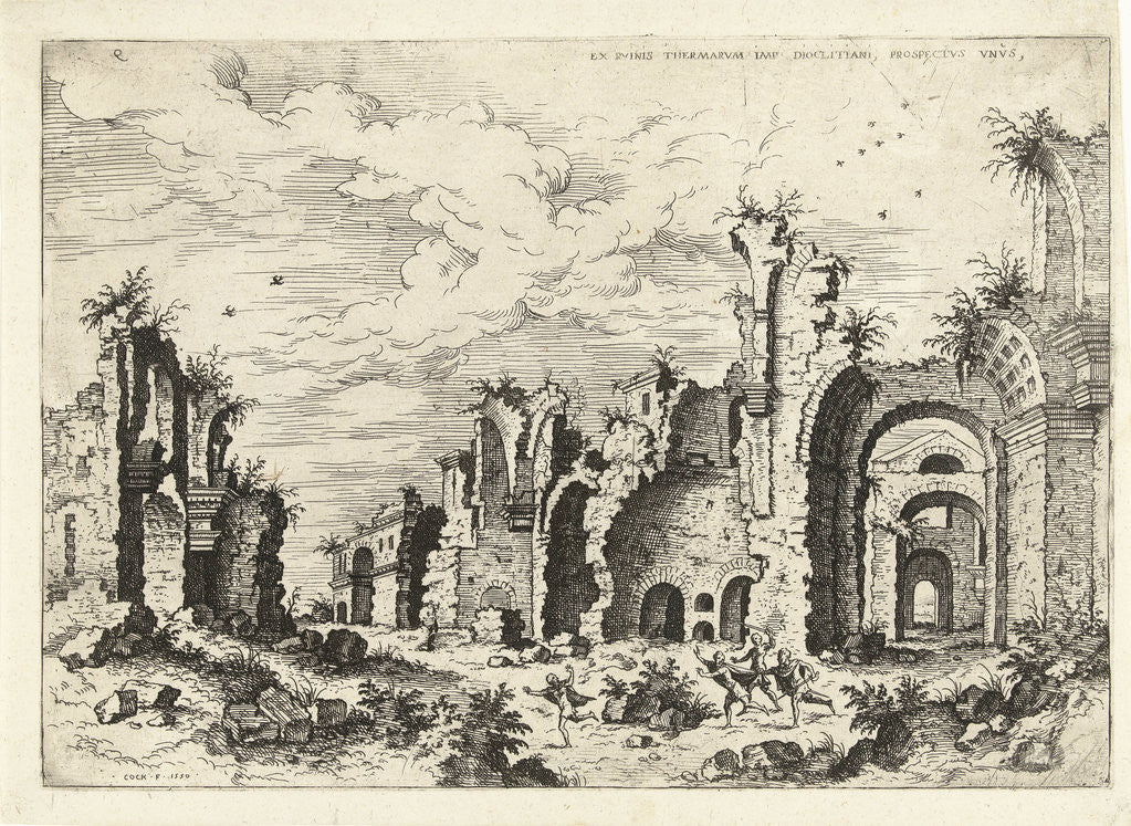 Detail of View of the Baths of Diocletian by Hieronymus Cock