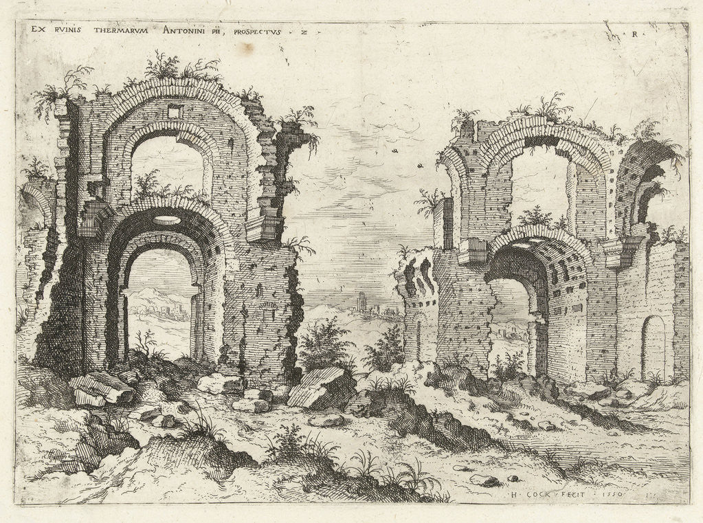 Detail of Second view at the Baths of Diocletian by Hieronymus Cock