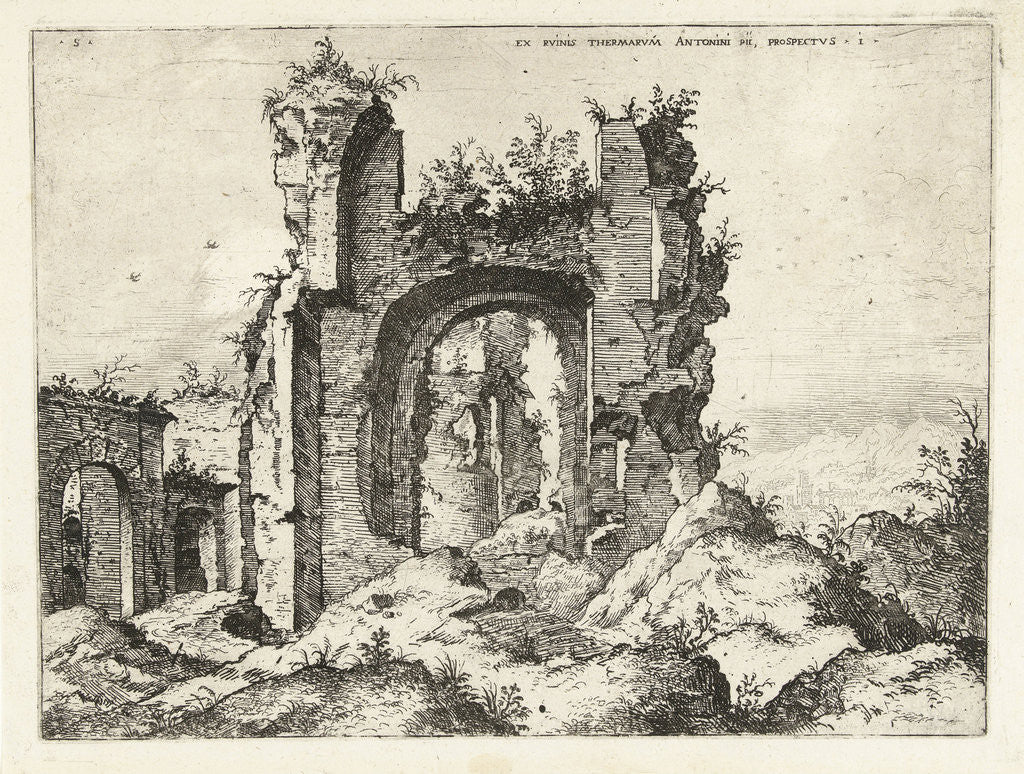 Detail of First glance at the Baths of Caracalla by Hieronymus Cock