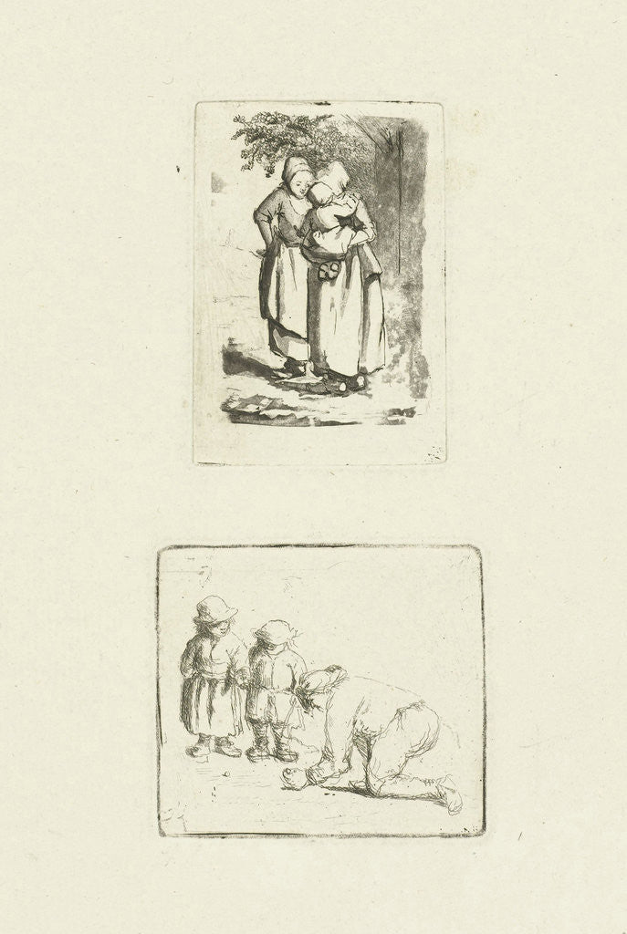 Detail of A man and two boys playing marbles by Marie Lambertine Coclers