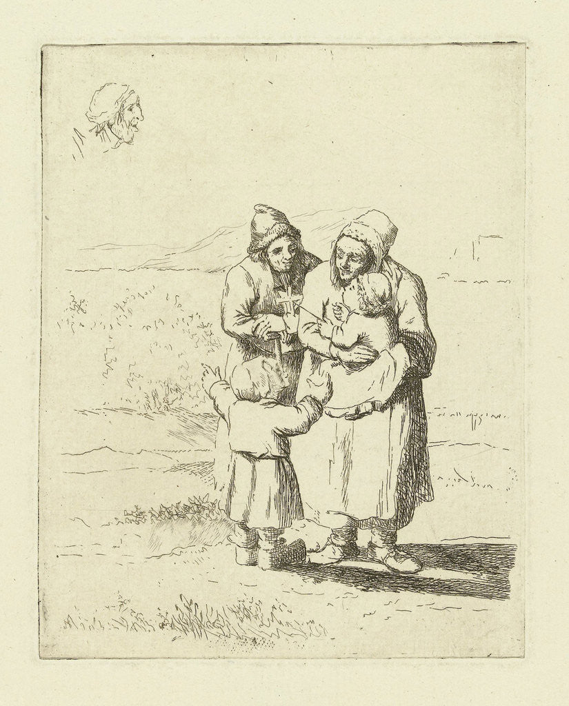 Detail of Study Sheet with family with two children by Marie Lambertine Coclers