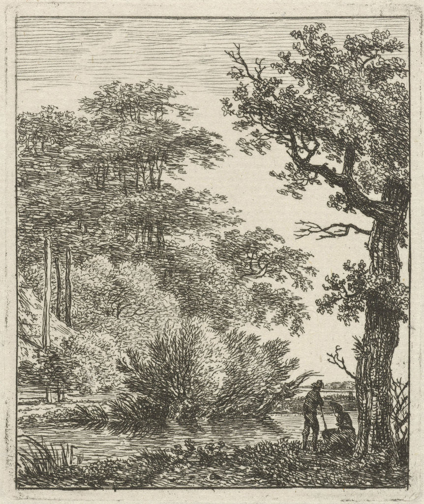 Detail of Two people on a stream by Hermanus Fock