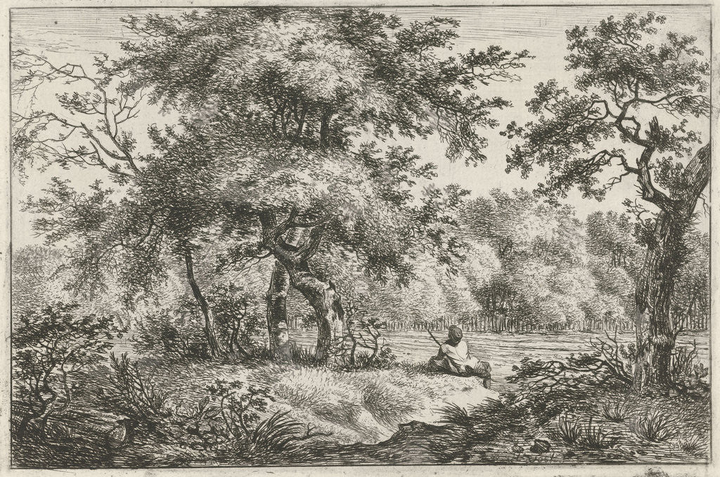 Detail of Resting man in woods by Hermanus Fock