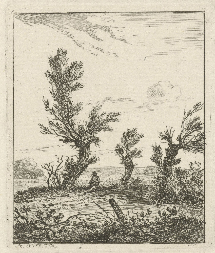 Detail of Artist between willows by Hermanus Fock