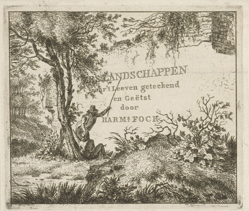 Detail of Two men at a wall by Hermanus Fock