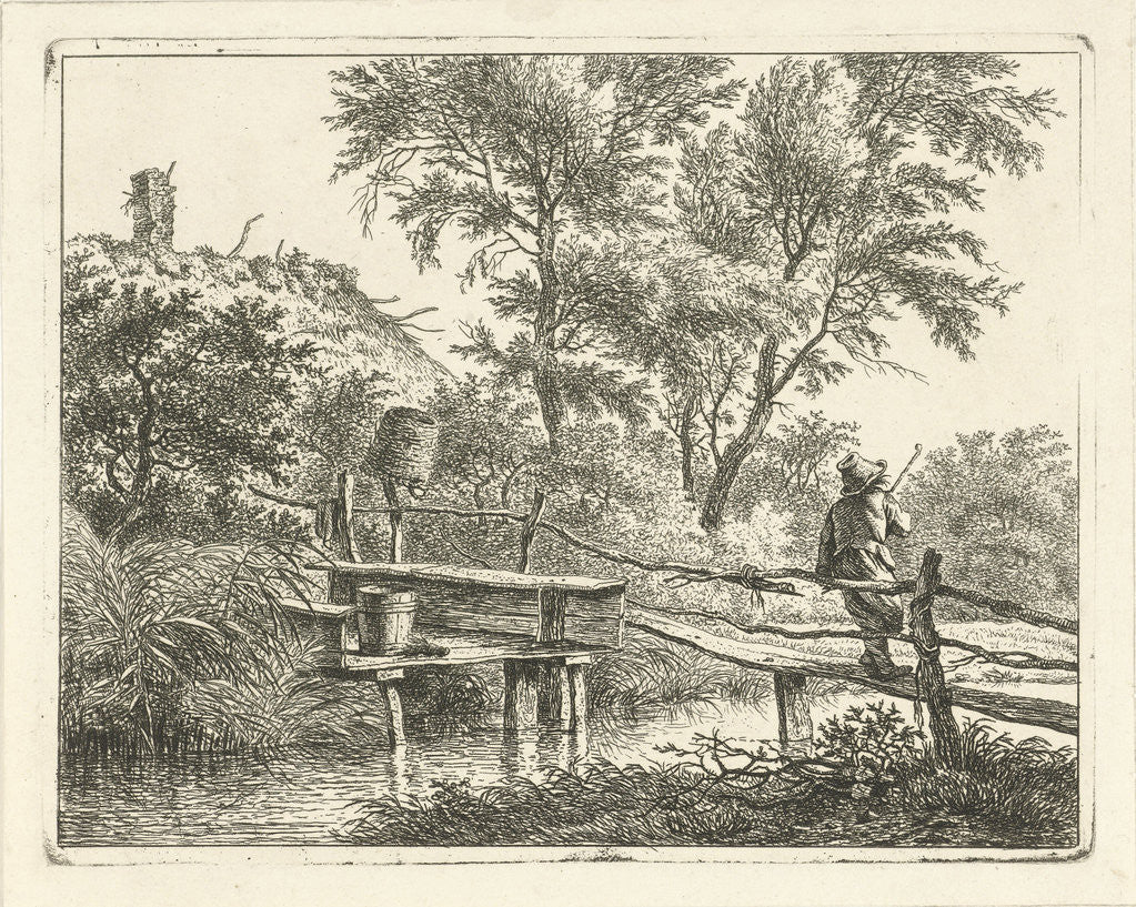 Detail of Man on bridge by Hermanus Fock