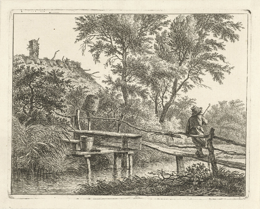 Detail of Man on bridge by Hermanus Fock