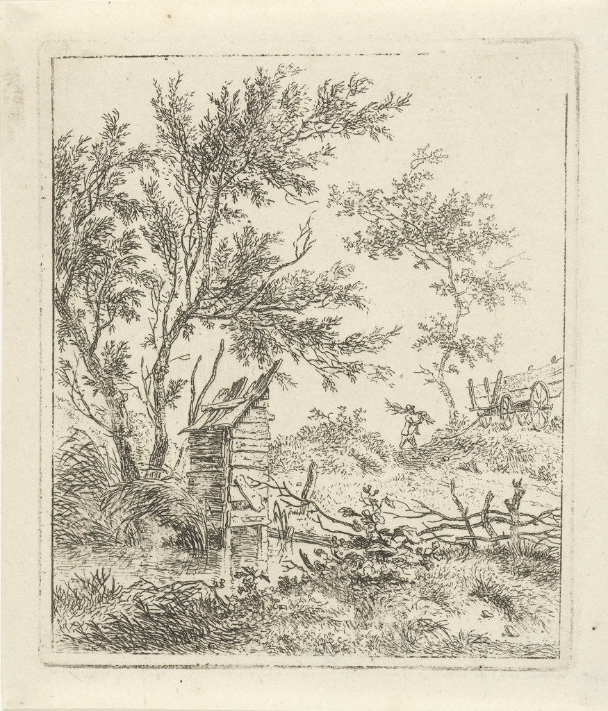 Detail of Landscape with wood gatherer by Hermanus Fock