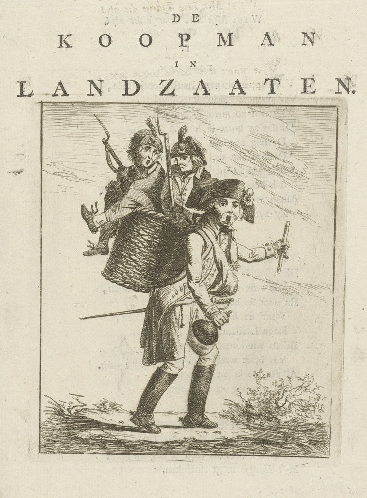 Detail of Song Sheet and cartoon soldiers by Hermanus Fock