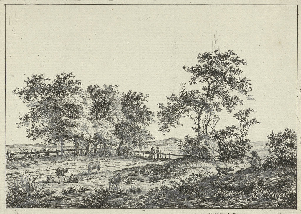 Detail of Landscape with cartoonist and dog by Hermanus Fock