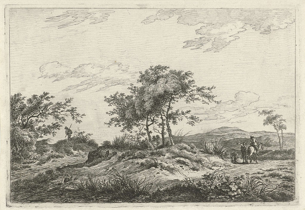 Detail of A hilly landscape with a tree in the middle party by Hermanus Fock