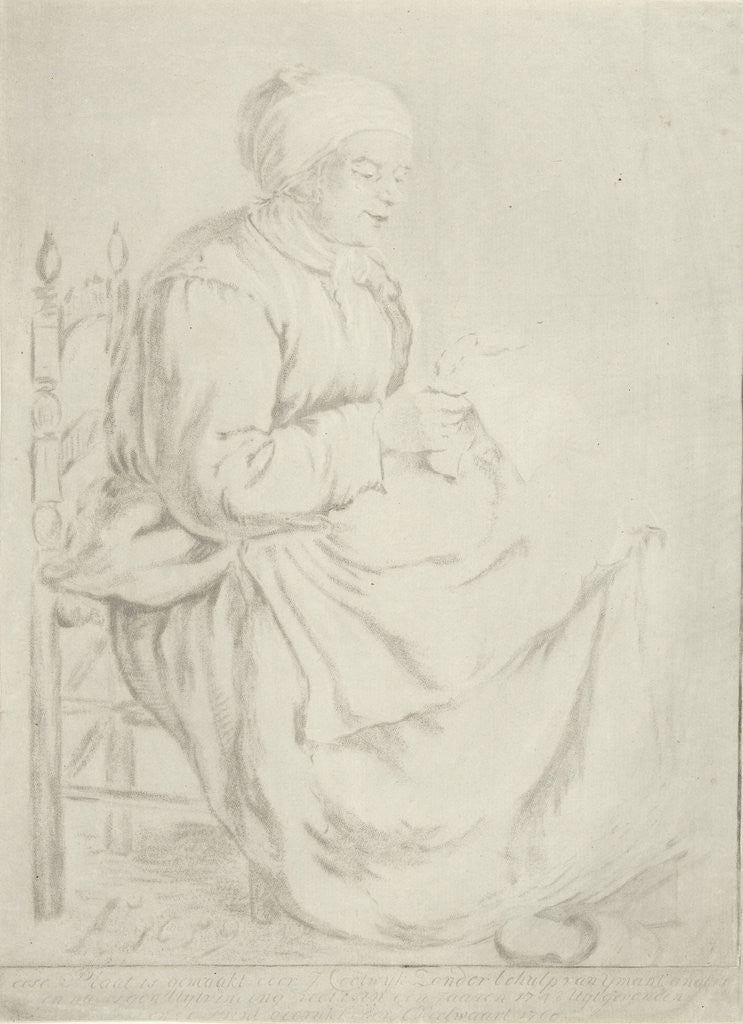Detail of Old Woman Reading by Gabriël Metsu