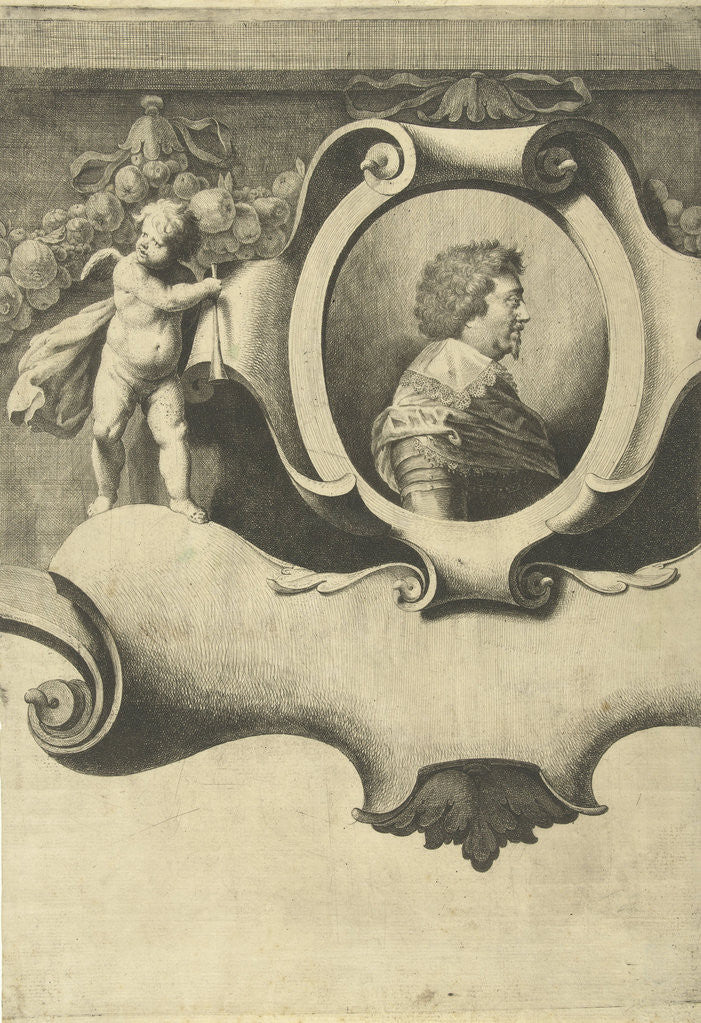 Detail of Siege of Breda, The Netherlands, sheet with portrait of Frederik Hendrik, 1637 by Jan Gerritsz. van Bronchorst