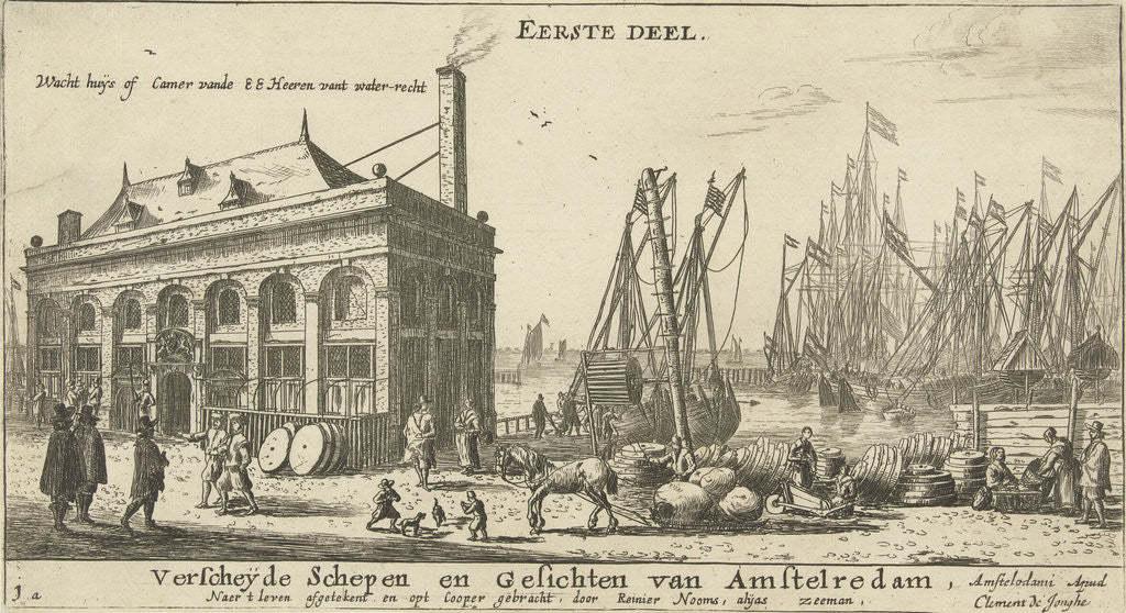Detail of Amsterdam Harbour with the guardhouse by Clement de Jonghe