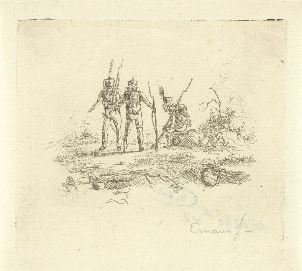 Detail of Three infantrymen by Gerardus Emaus de Micault