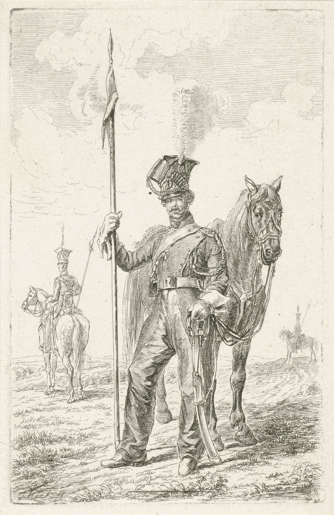 Detail of Soldier with a spear beside his horse by Johannes Mock