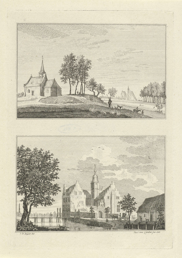 Detail of View of the chapel Willersche and the House den Ham on the Niers in Germany by Paulus van Liender