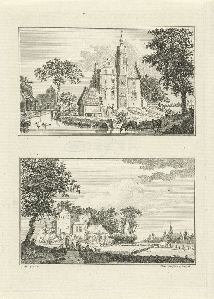 Detail of Castle Poelwijk in Oud Zevenaar and House Rijswijk in Groessen by Paulus van Liender