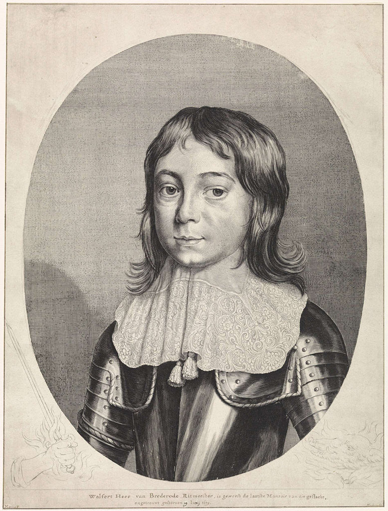 Detail of Portrait of Wolfert van Brederode. Theodor Matham by Jan Mijtens
