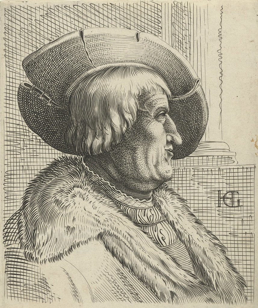 Detail of Portrait of a man with a hat by Claes Jansz. Visscher II