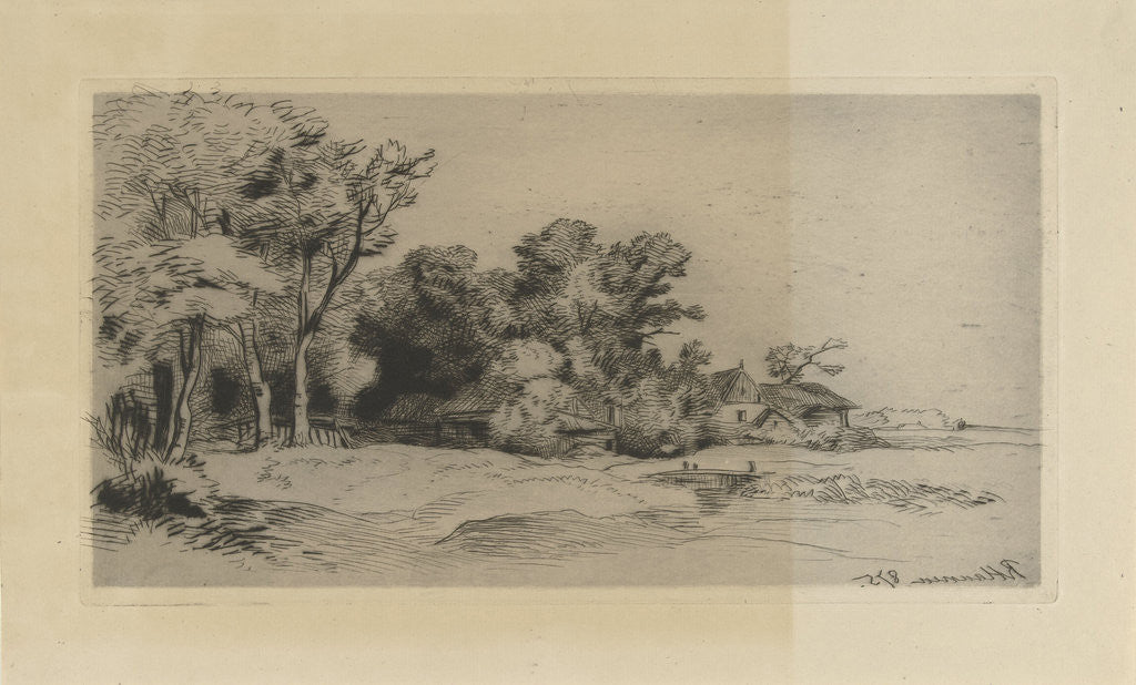 Detail of Landscape with farm by Anonymous