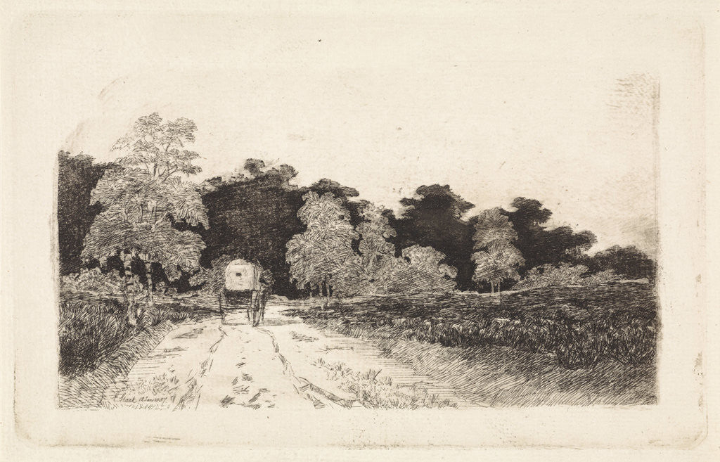 Detail of Wagon on a road in Driebergen by Elias Stark