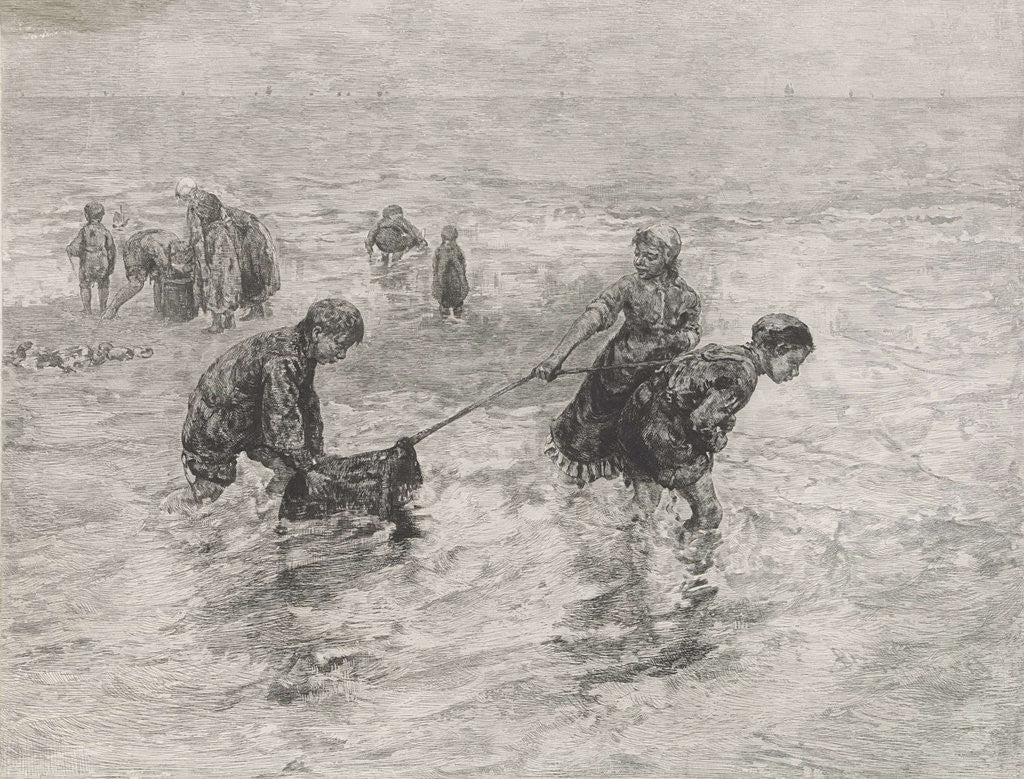 Detail of Children along the sea, Henri Wouters by Bernardus Johannes Blommers