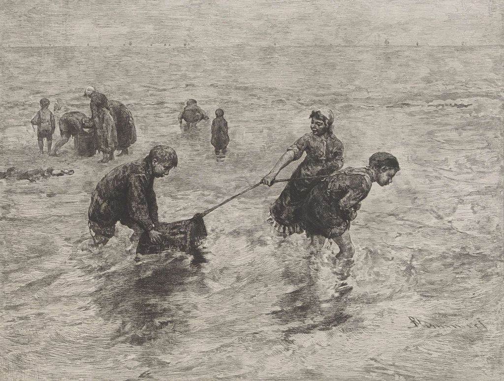 Detail of Children along the sea by Bernardus Johannes Blommers