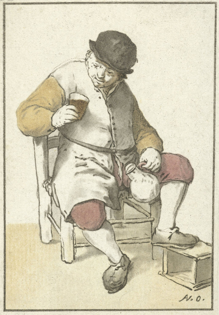 Detail of Seated farmer with jug by Cornelis Ploos van Amstel