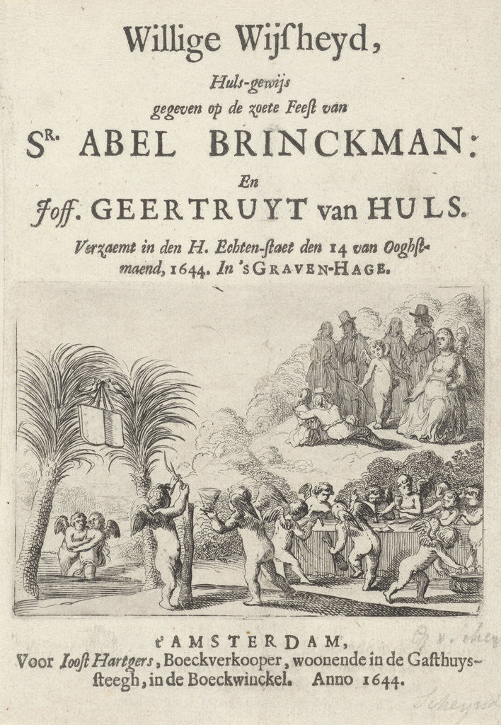 Detail of Title page for Willige Wysheijd, 1644 by Joost Hartgers