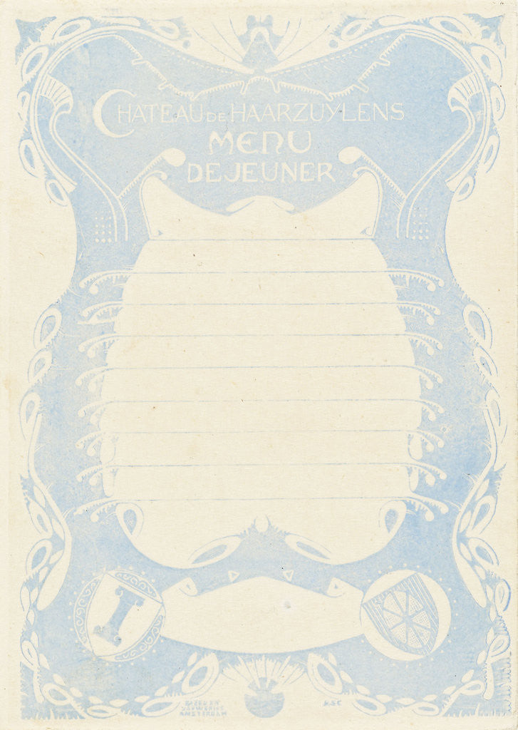 Detail of Six copies printed in different colors, signed for dejeuner on the Castle Haarzuijlens by Anonymous