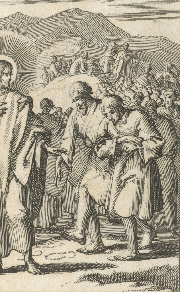 Detail of Figures following the footsteps of Christ by Jurriaen van Poolsum