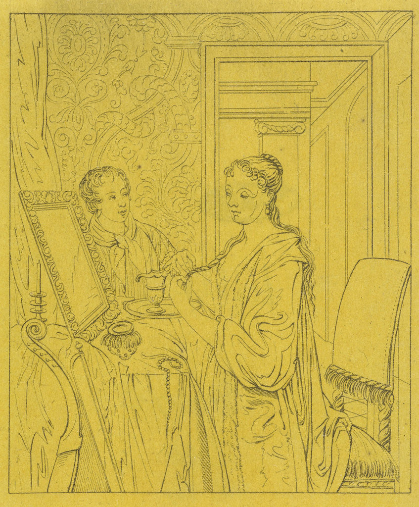 Detail of A woman at her toilet by Philip van Dijk