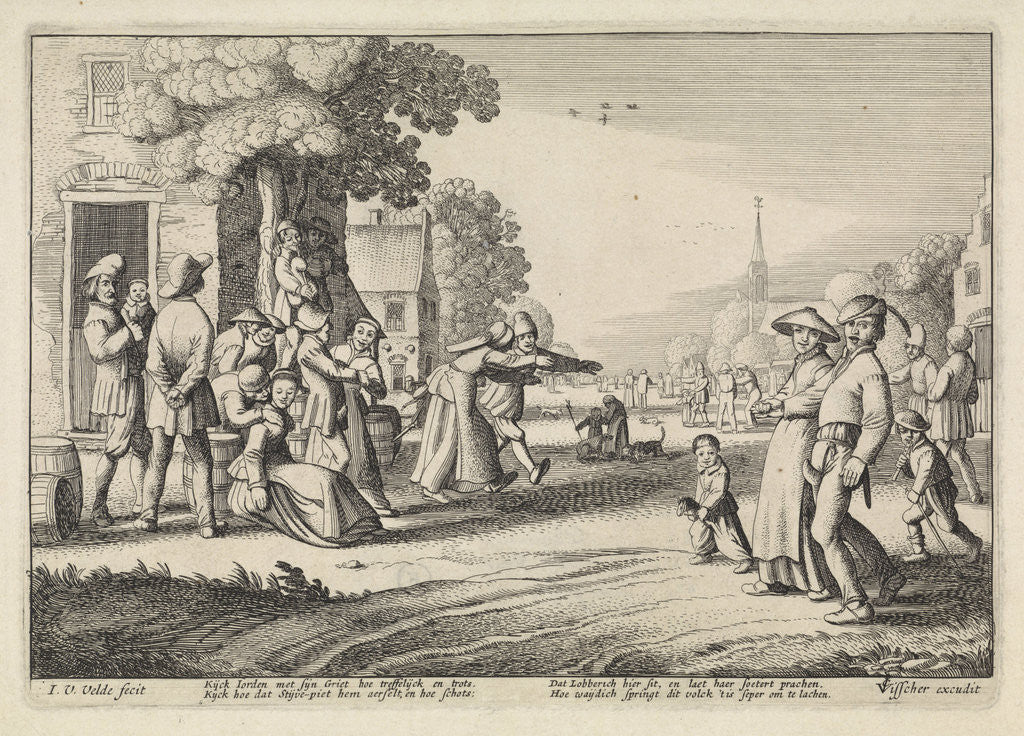 Detail of Dancing farmers during a village festival by Claes Jansz. Visscher II